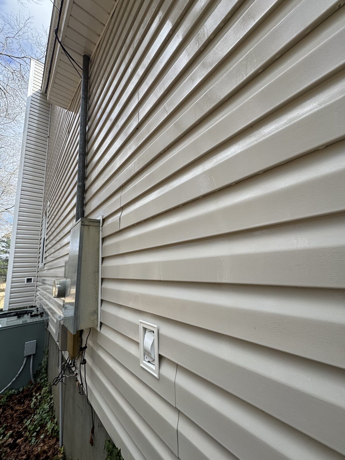Exterior siding cleaned, mildew fully removed